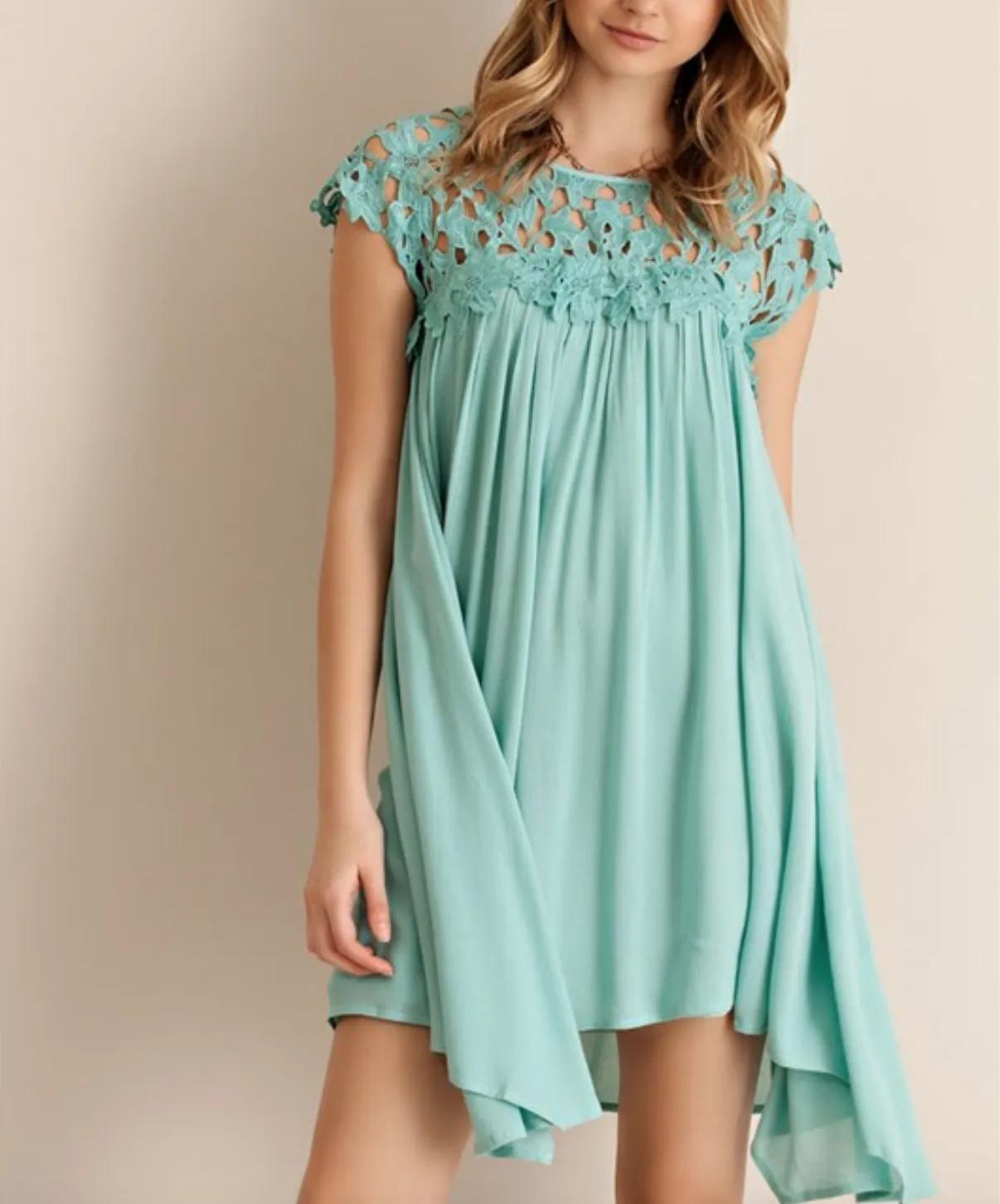 Floral Crochet Lace Cap Sleeve Summer Dress in More Colors