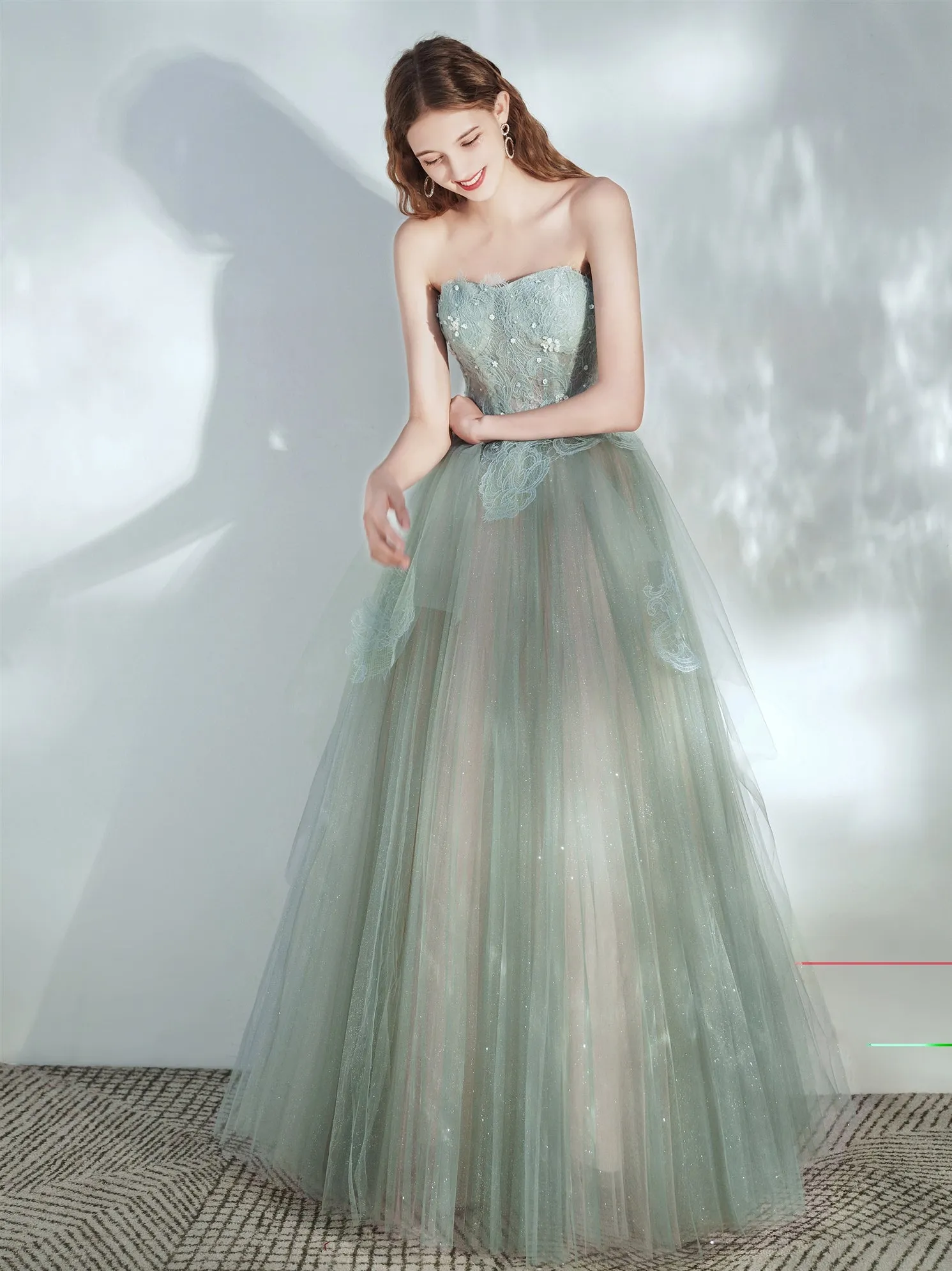 Flowy Light Green Prom Dress