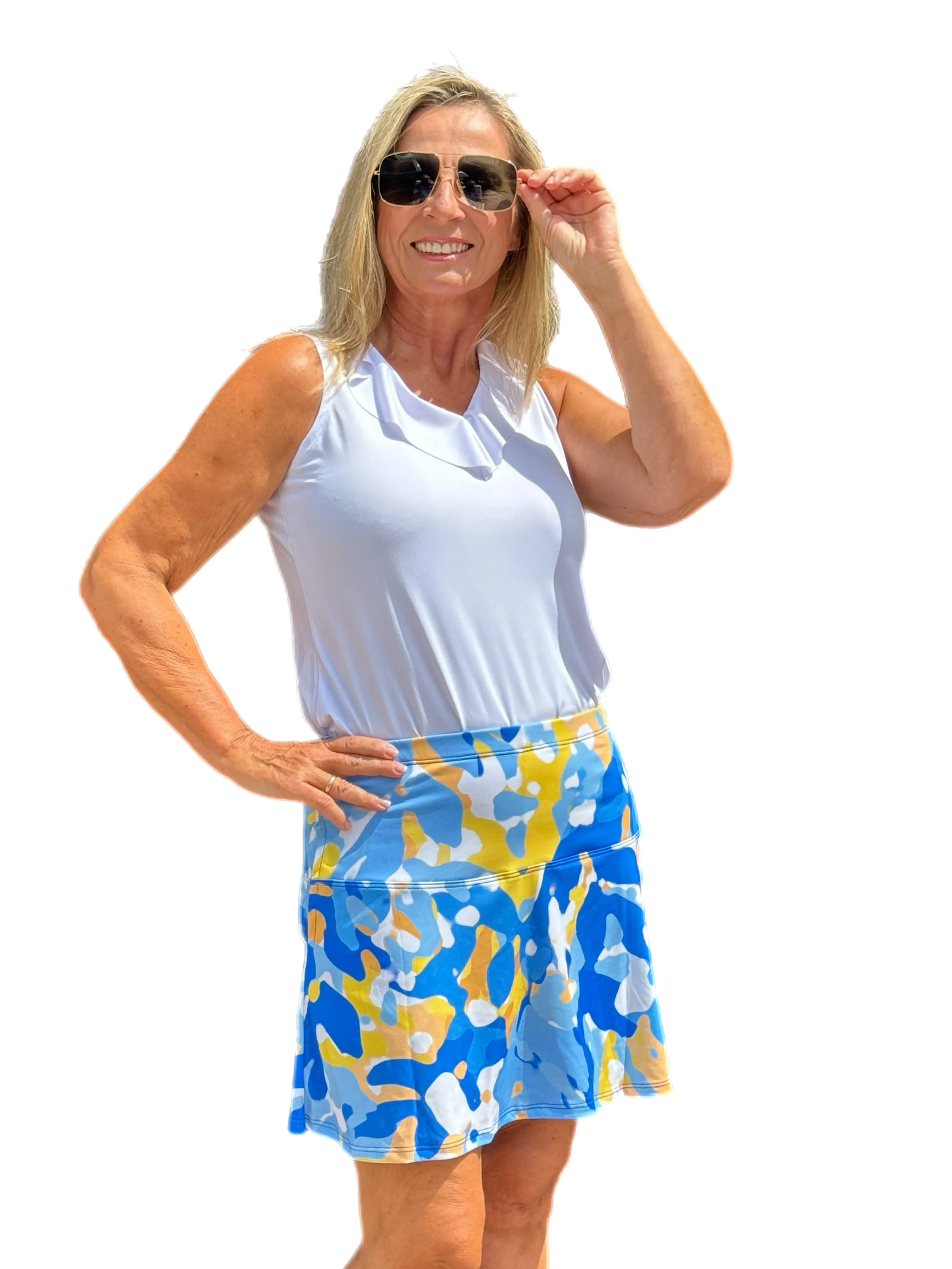 Flowy Skort with Side-Pockets Watercolors