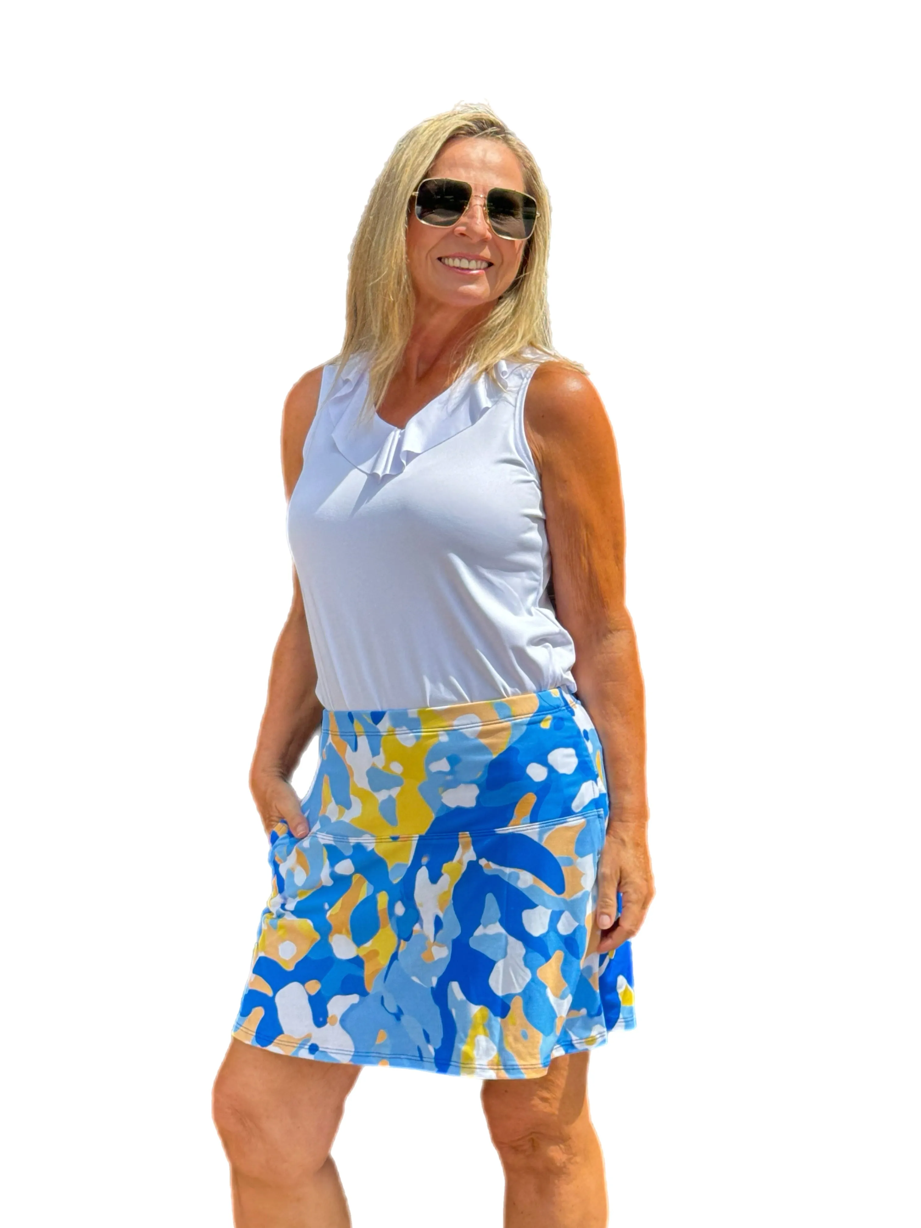 Flowy Skort with Side-Pockets Watercolors