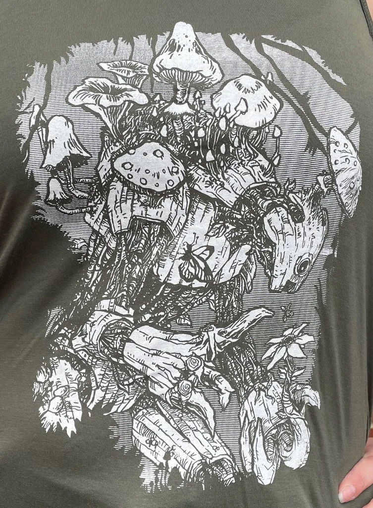 Forest Kaiju - Mushroom Robot - Flowy Racerback Tank