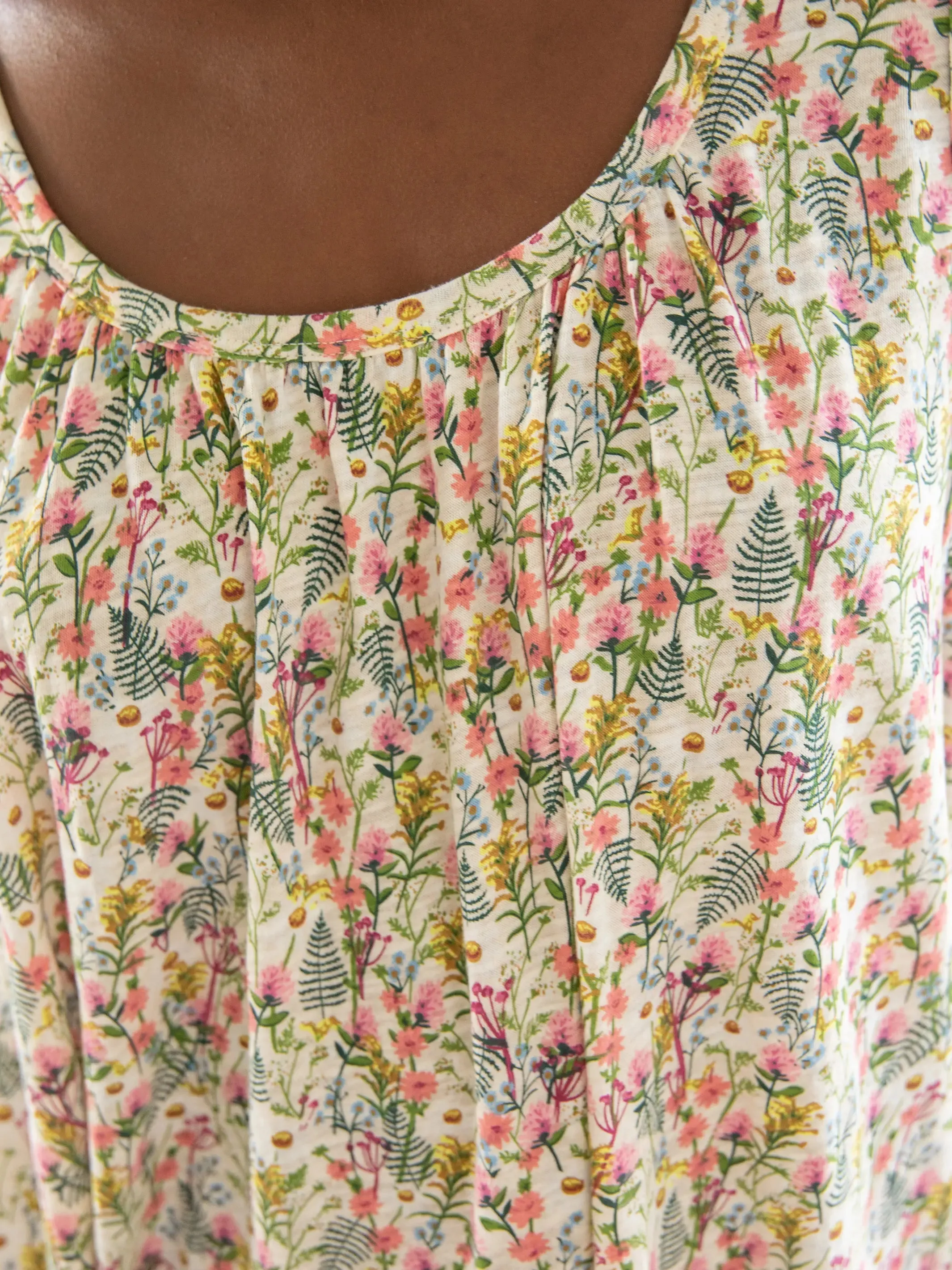 Free Spirit Cotton Tank Top - Cream Botanicals