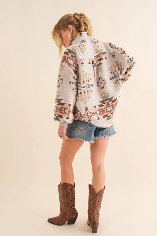 Geometric Print Western Pullover