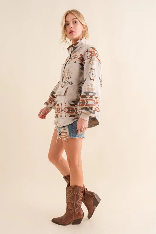 Geometric Print Western Pullover