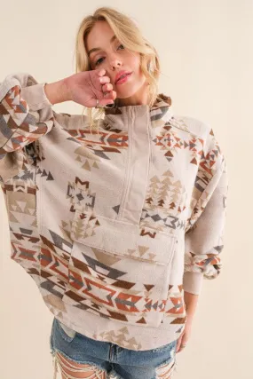 Geometric Print Western Pullover