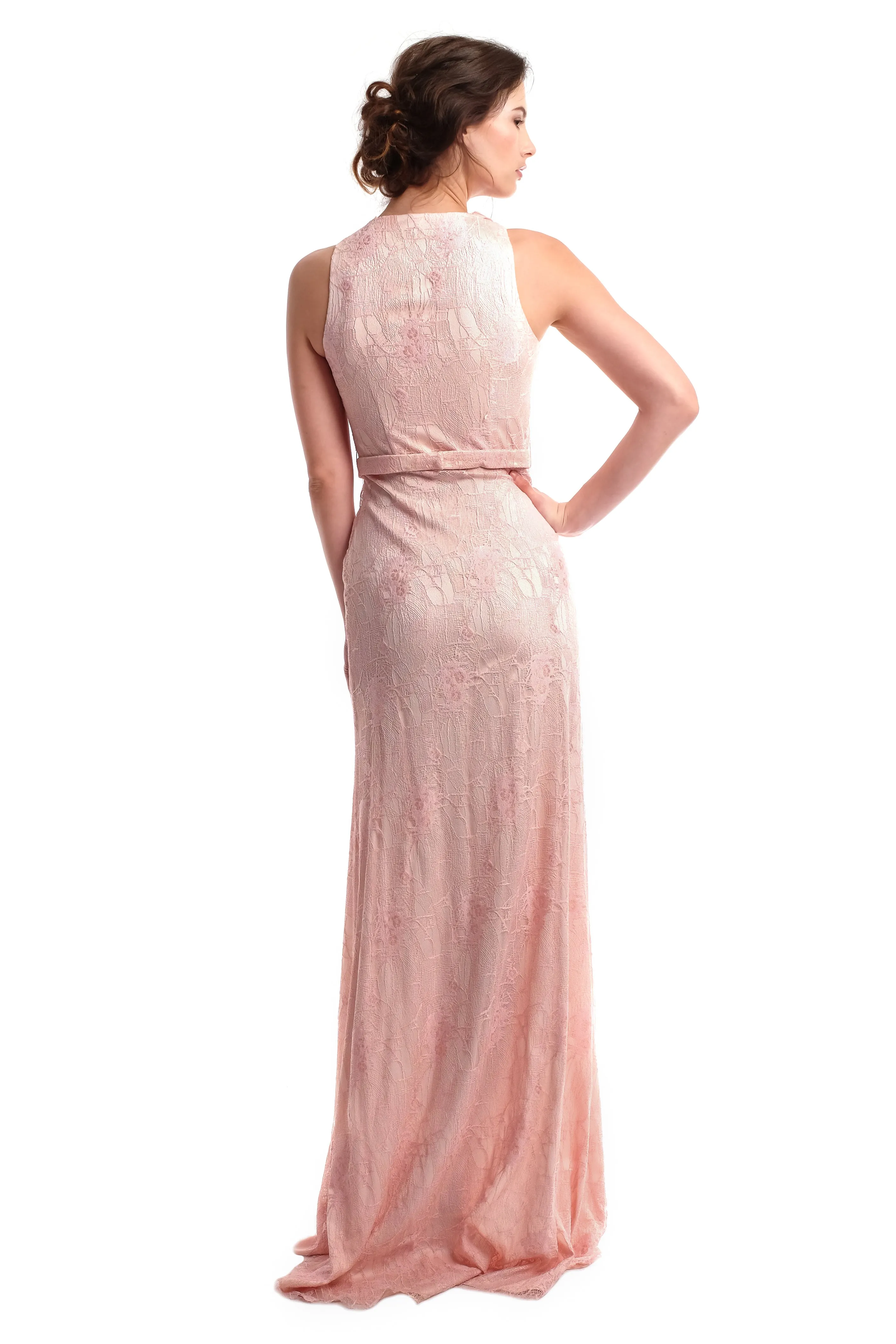 Giovanna Sleeveless Lace Chiffon Gown