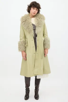 Green Leather Shearling Coat