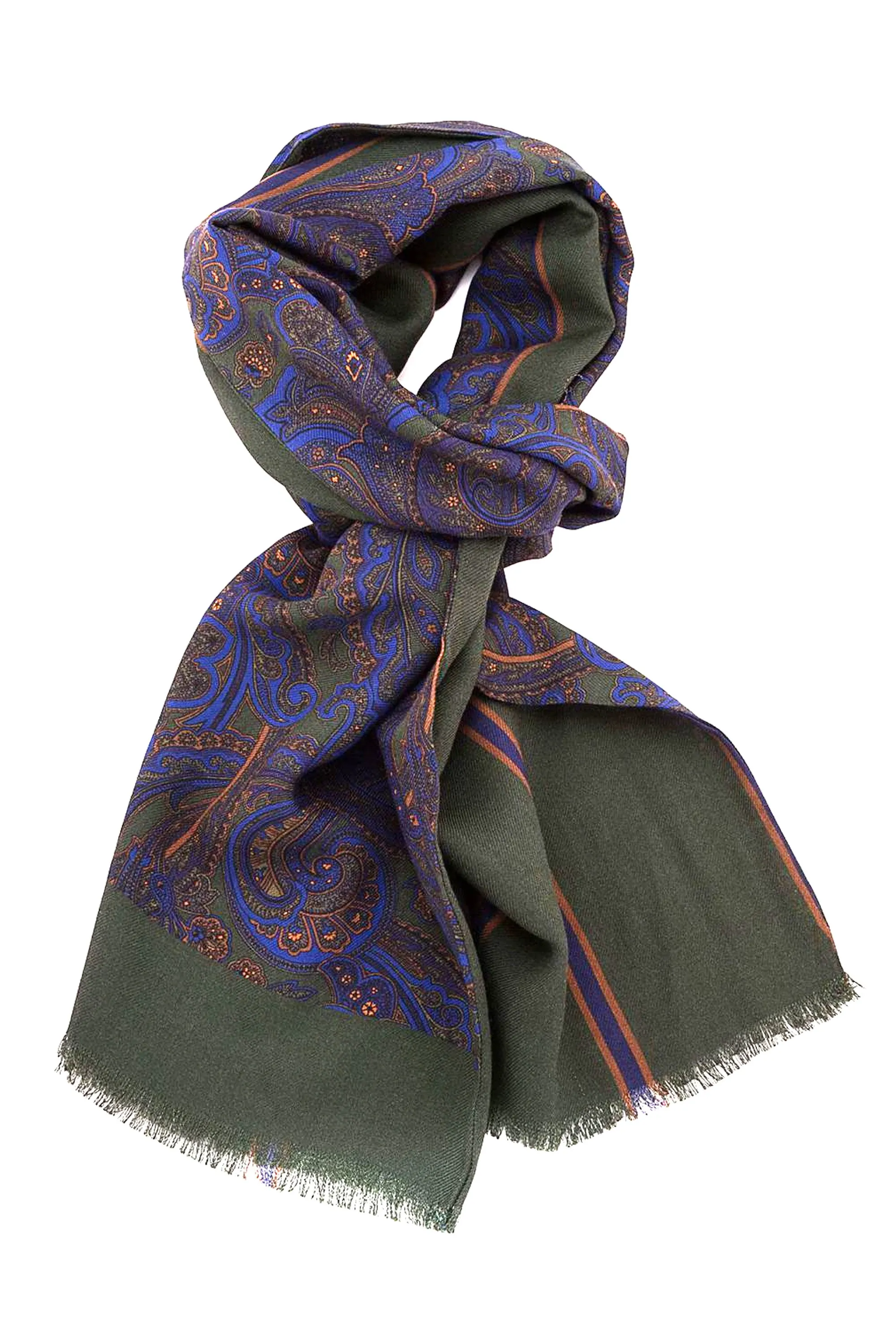 Green Paisley & Stripes Reversible Scarf