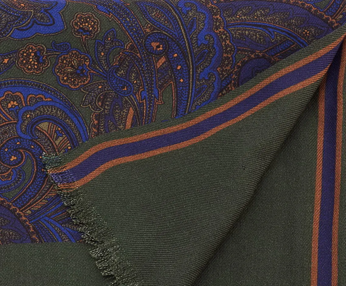 Green Paisley & Stripes Reversible Scarf