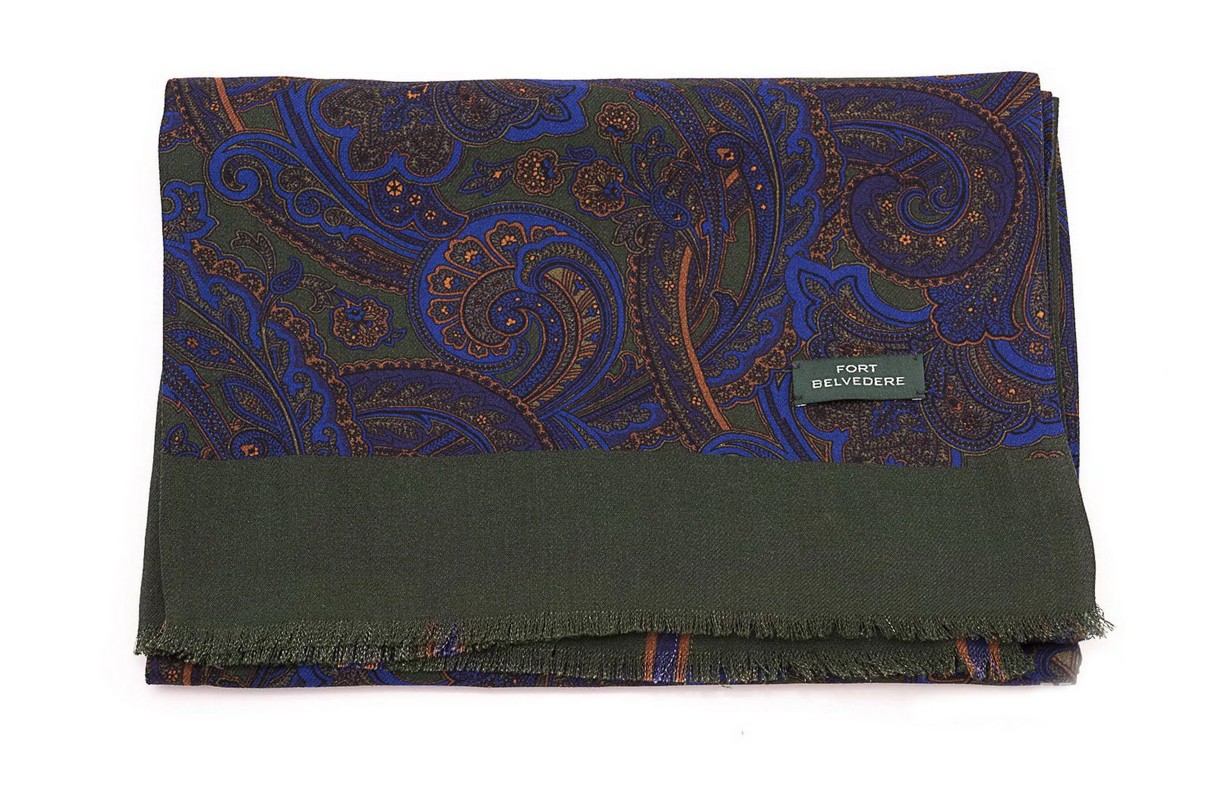 Green Paisley & Stripes Reversible Scarf