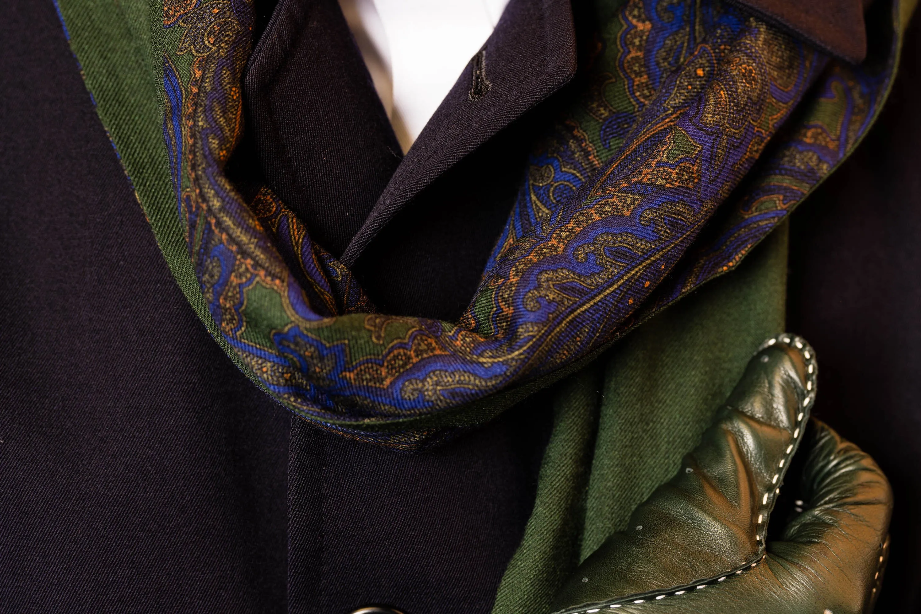 Green Paisley & Stripes Reversible Scarf