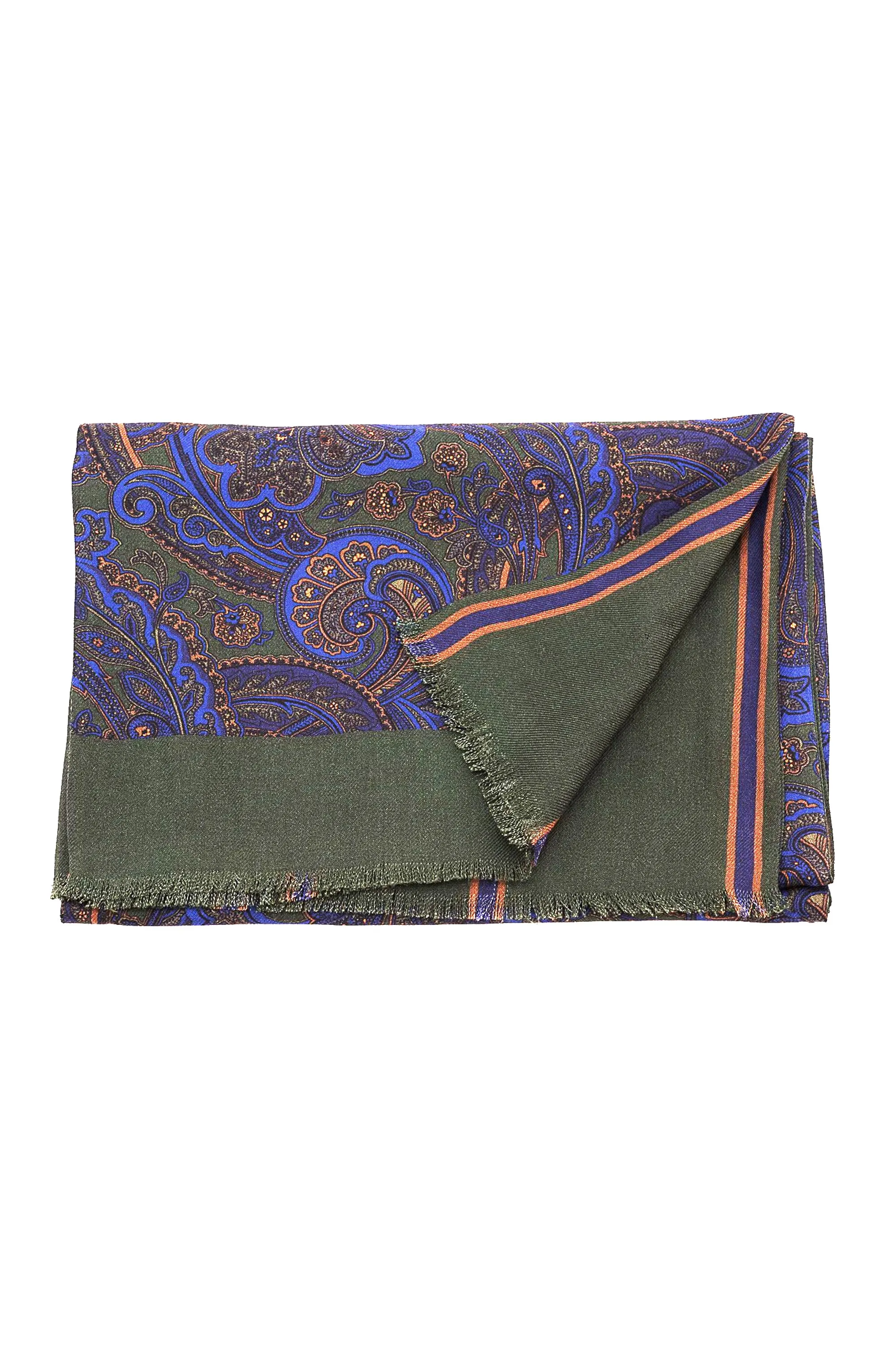 Green Paisley & Stripes Reversible Scarf