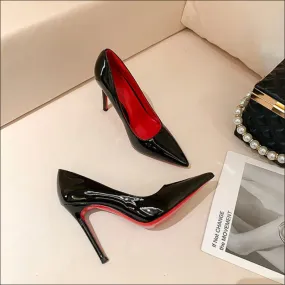 High Heel Black Shoes with Elegant Red Soles for Bold Style