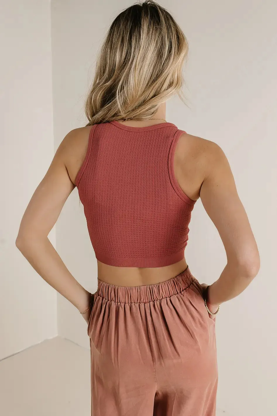 Ines Waffle Knit Tank in Pink - FINAL SALE