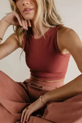 Ines Waffle Knit Tank in Pink - FINAL SALE