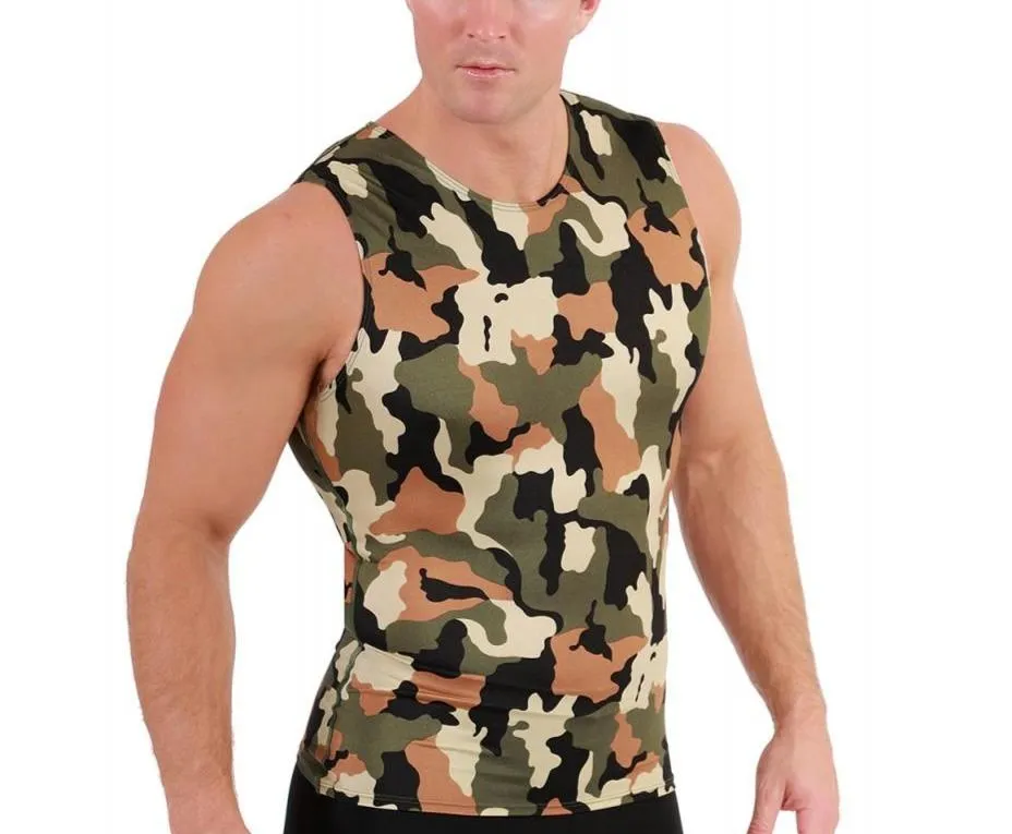 Insta Slim Camo Activewear Sleeveless Crew-Neck 3TAT0N1