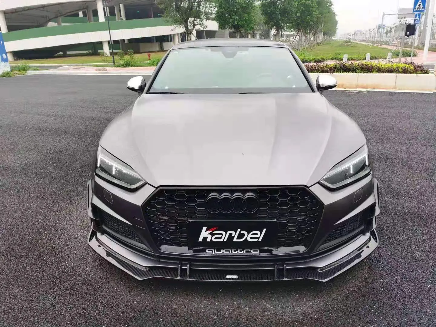 Karbel Carbon Dry Carbon Fiber Front Bumper Canards for Audi S5 & A5 S Line 2017-2019 B9