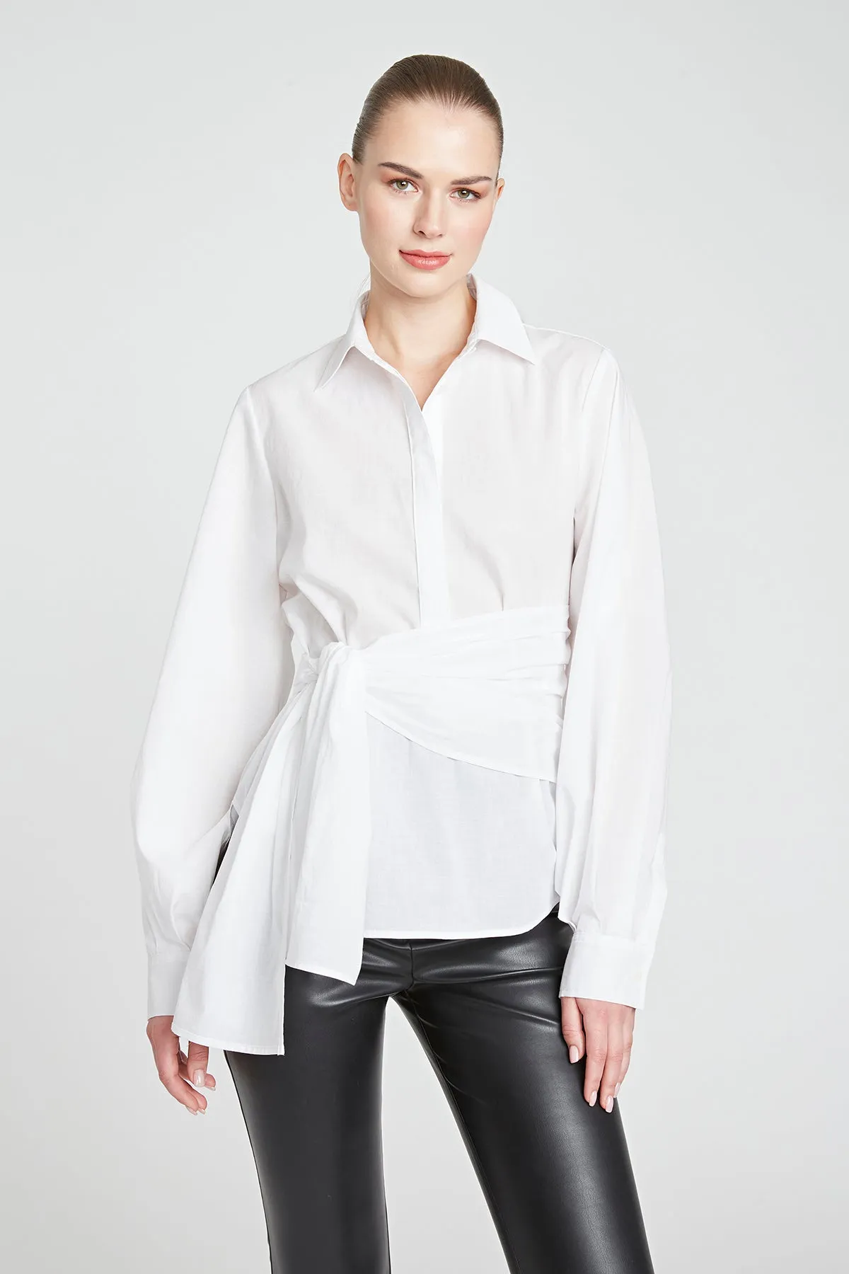 Leo Poplin Tie Top