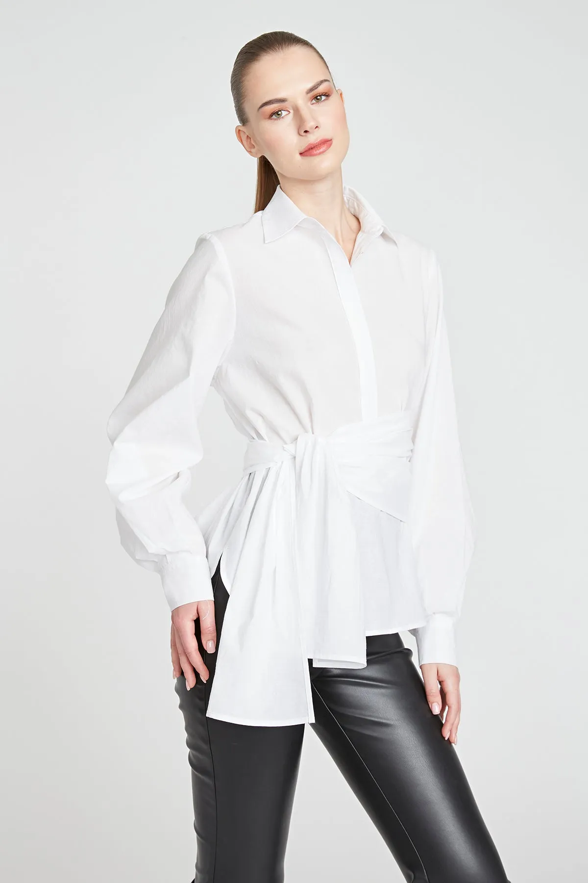 Leo Poplin Tie Top