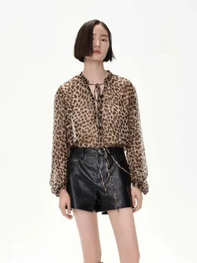 Leopard Print  Sheer Blouse