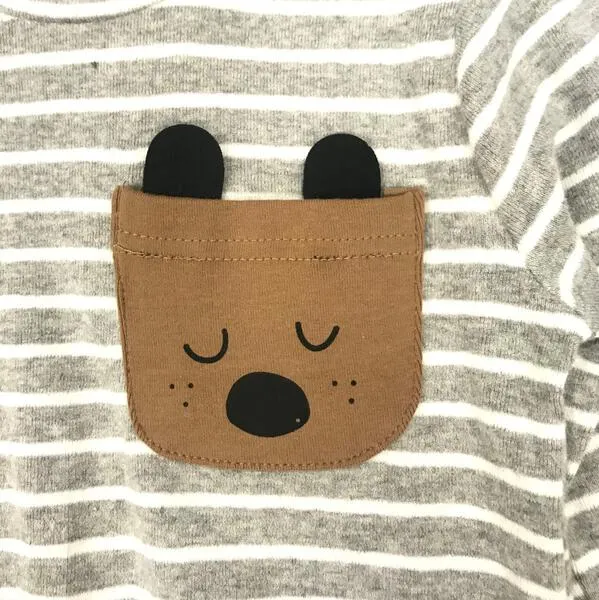 L/S Stripe Top w/ Brown Dog Pocket