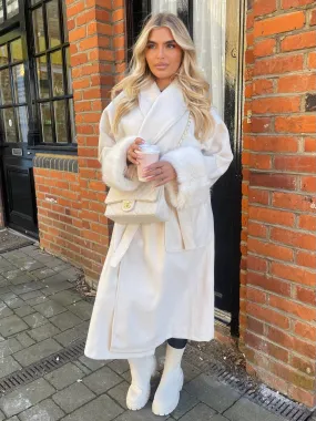 Maddison Cream faux fur coat