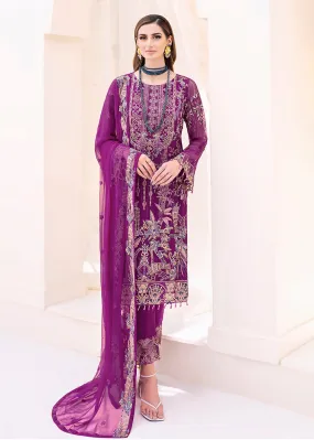 Magenta Embroidered Suit - Ramsha Chiffon Vol 23 - #F-2307