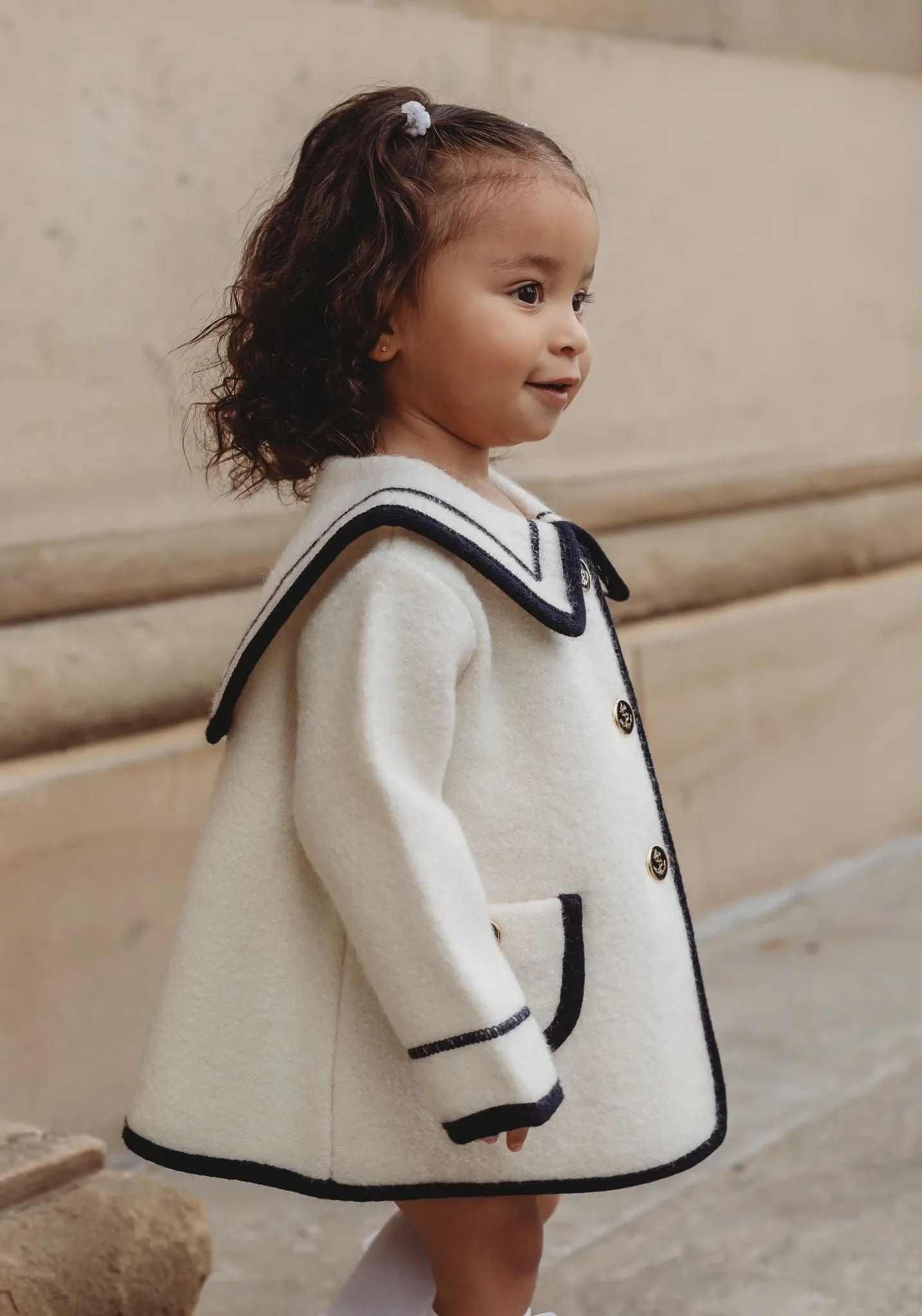 Marae Ivory Merino Wool Sailor Coat