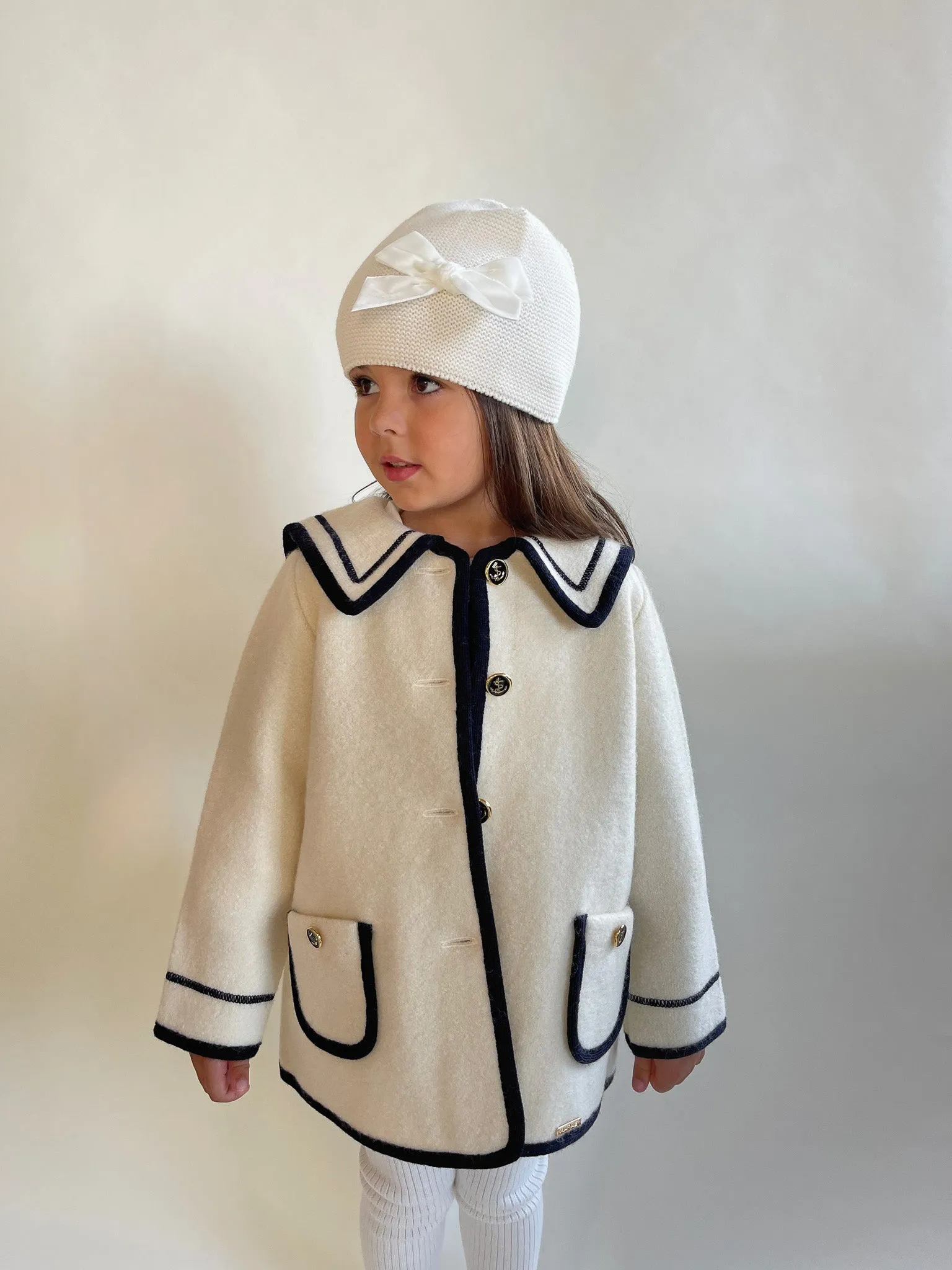 Marae Ivory Merino Wool Sailor Coat