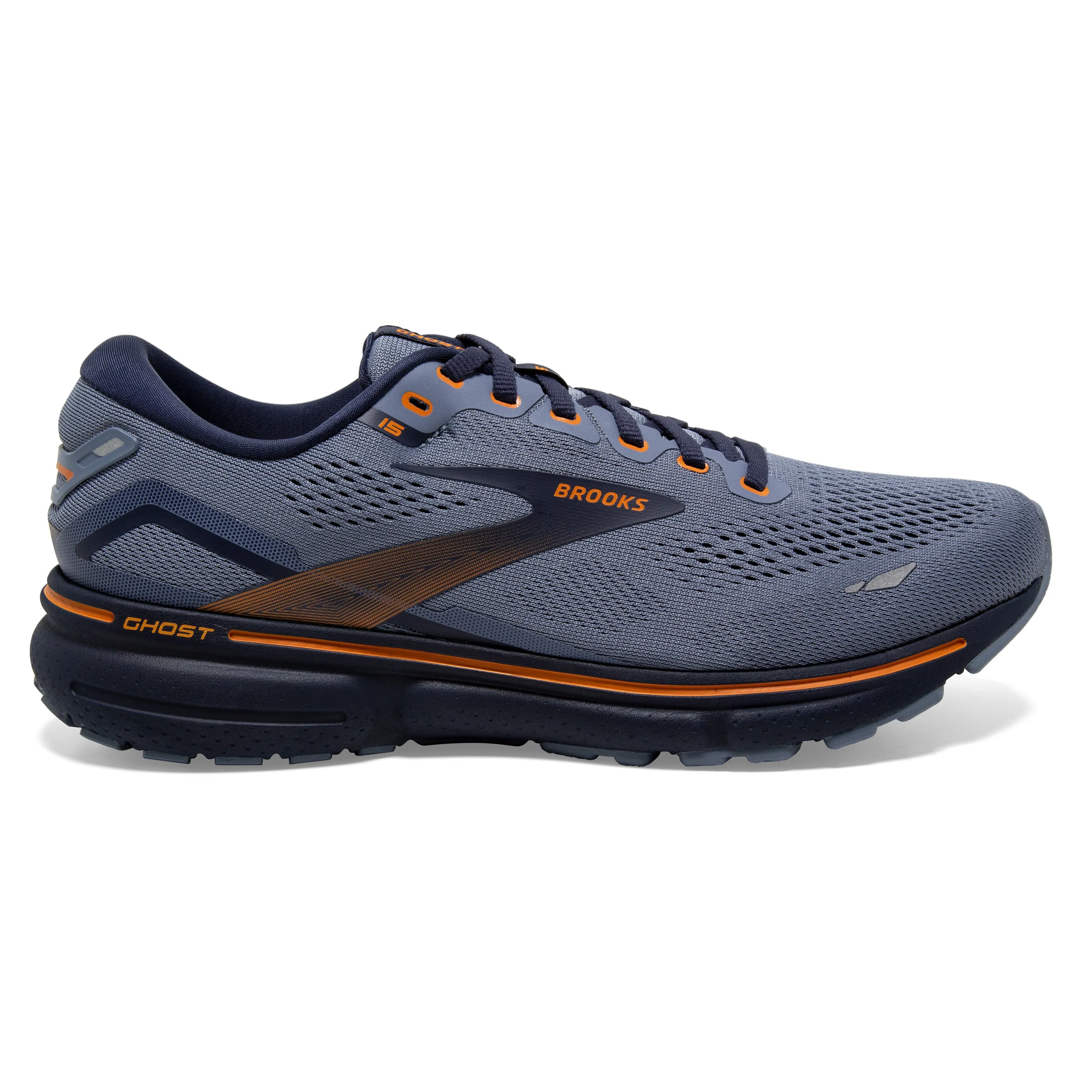 Men's Brooks Ghost 15 1103932E025 Color: Flintstone/Peacoat/Oak (WIDE WIDTH)