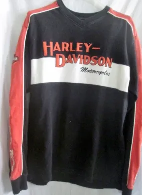 Mens HARLEY DAVIDSON MOTORCYCLES Top Shirt Pullover M BLACK ORANGE HOG