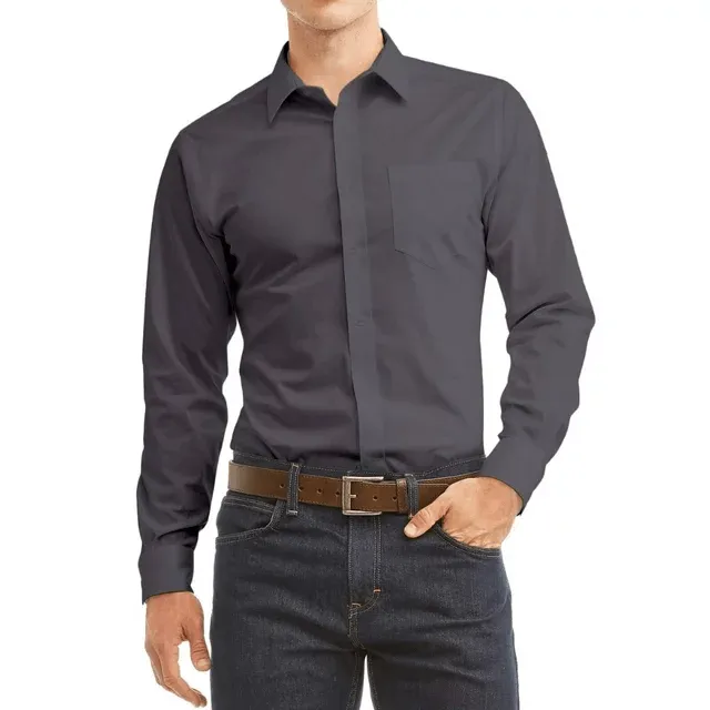 Men's Long Sleeve Classic Fit Pocket Dress Shirt