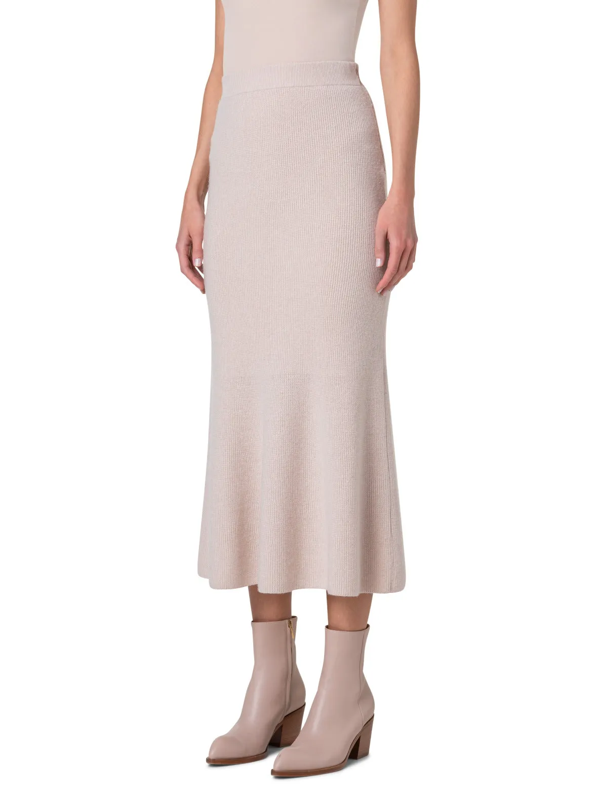 Midi Knit Skirt in Ribbed Cashmere