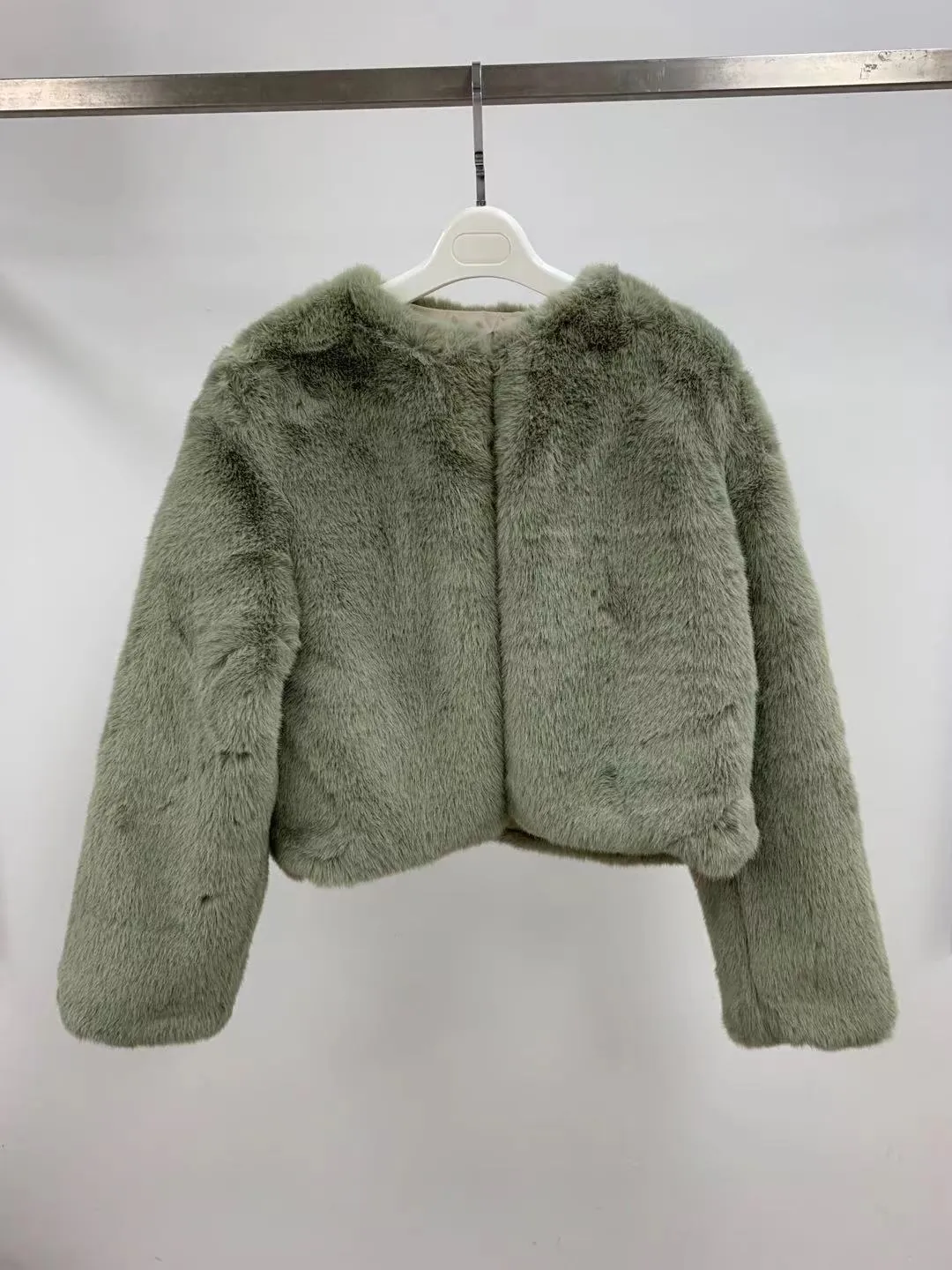 Millie faux fur jacket available in Sage, Milk, Latte, and Black