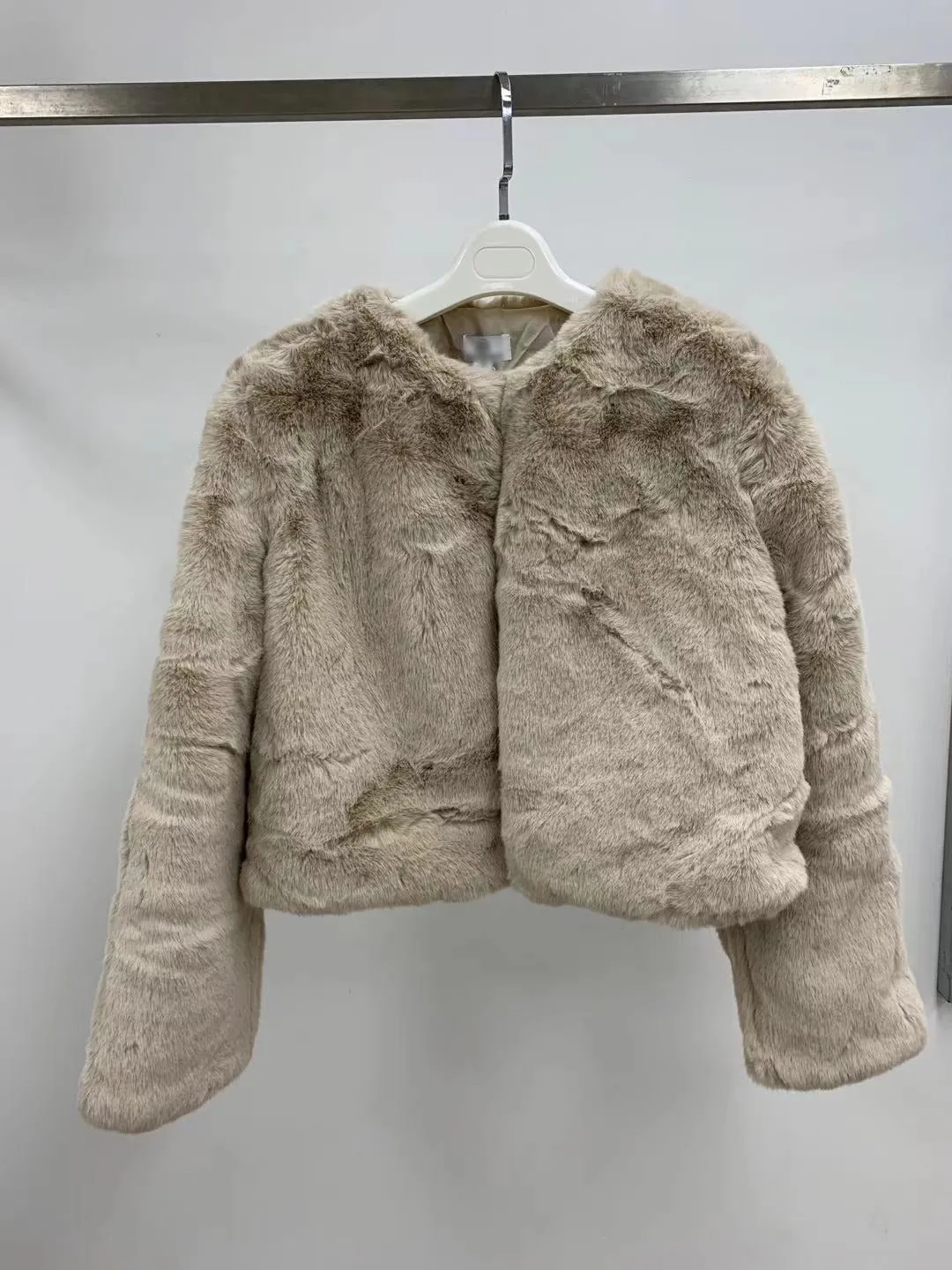 Millie faux fur jacket available in Sage, Milk, Latte, and Black