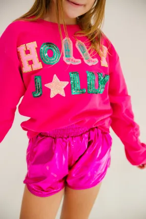 MINI KIDS HOLLY JOLLY PINK PULLOVER