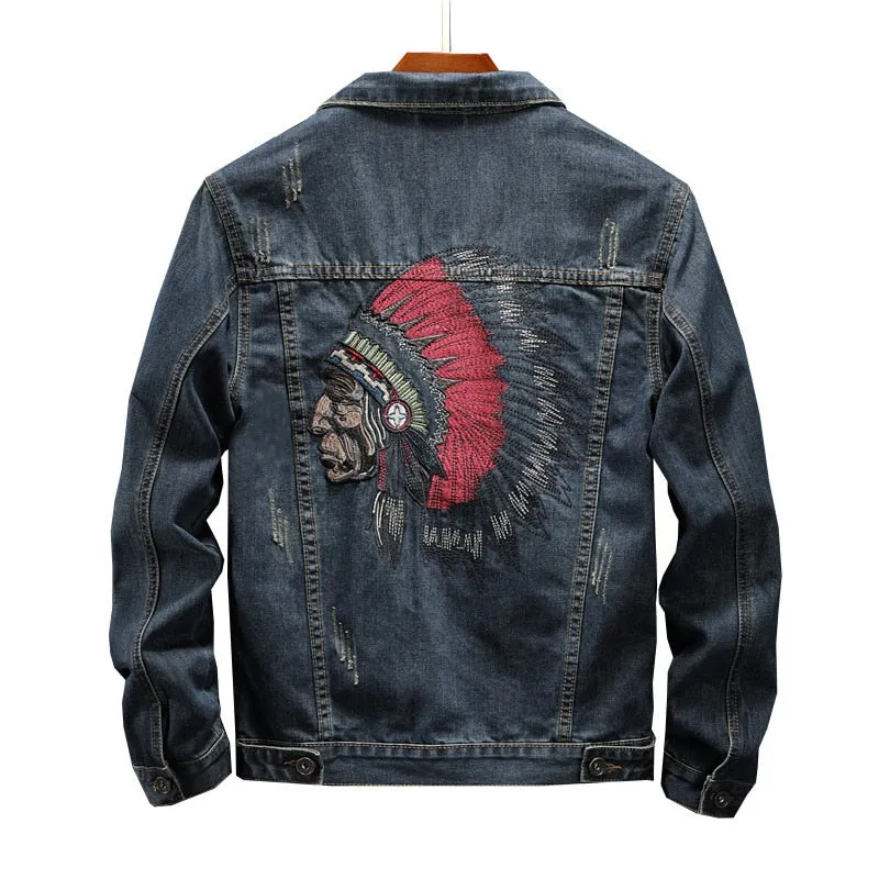 Native Indian Embroidered Denim Jacket