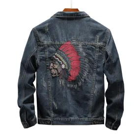 Native Indian Embroidered Denim Jacket