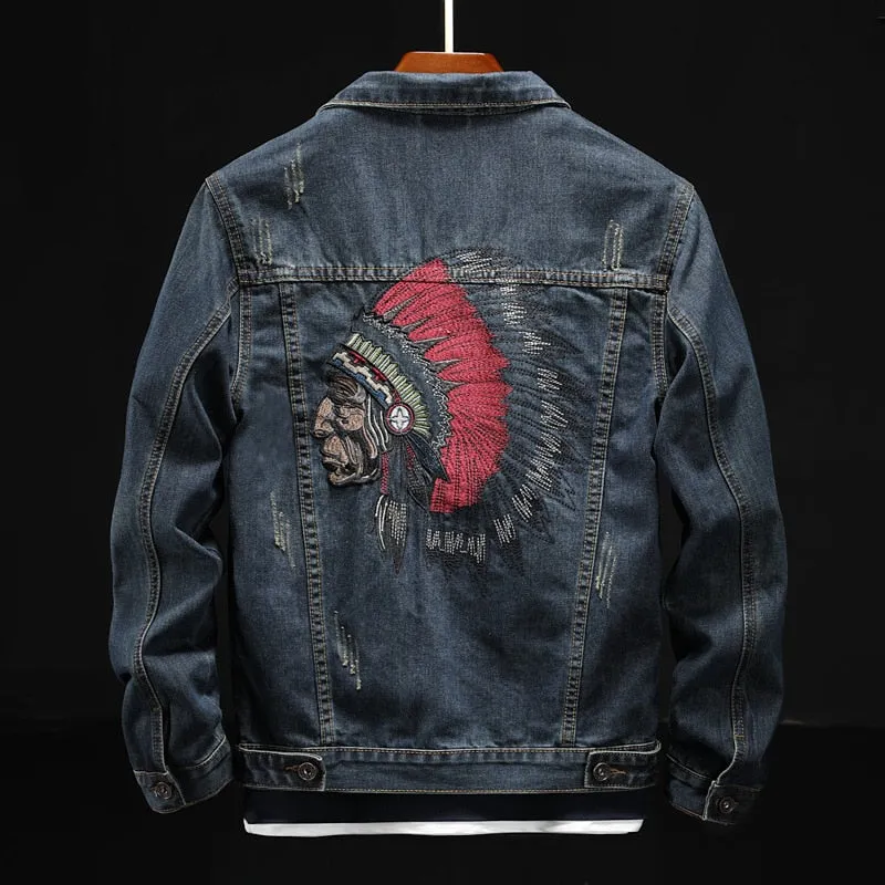 Native Indian Embroidered Denim Jacket