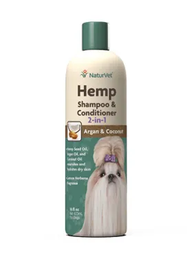 NaturVet Hemp Shampoo & Conditioner 2-in-1 for Dogs (16oz)