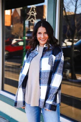 Navy Plaid Flannel Jacket