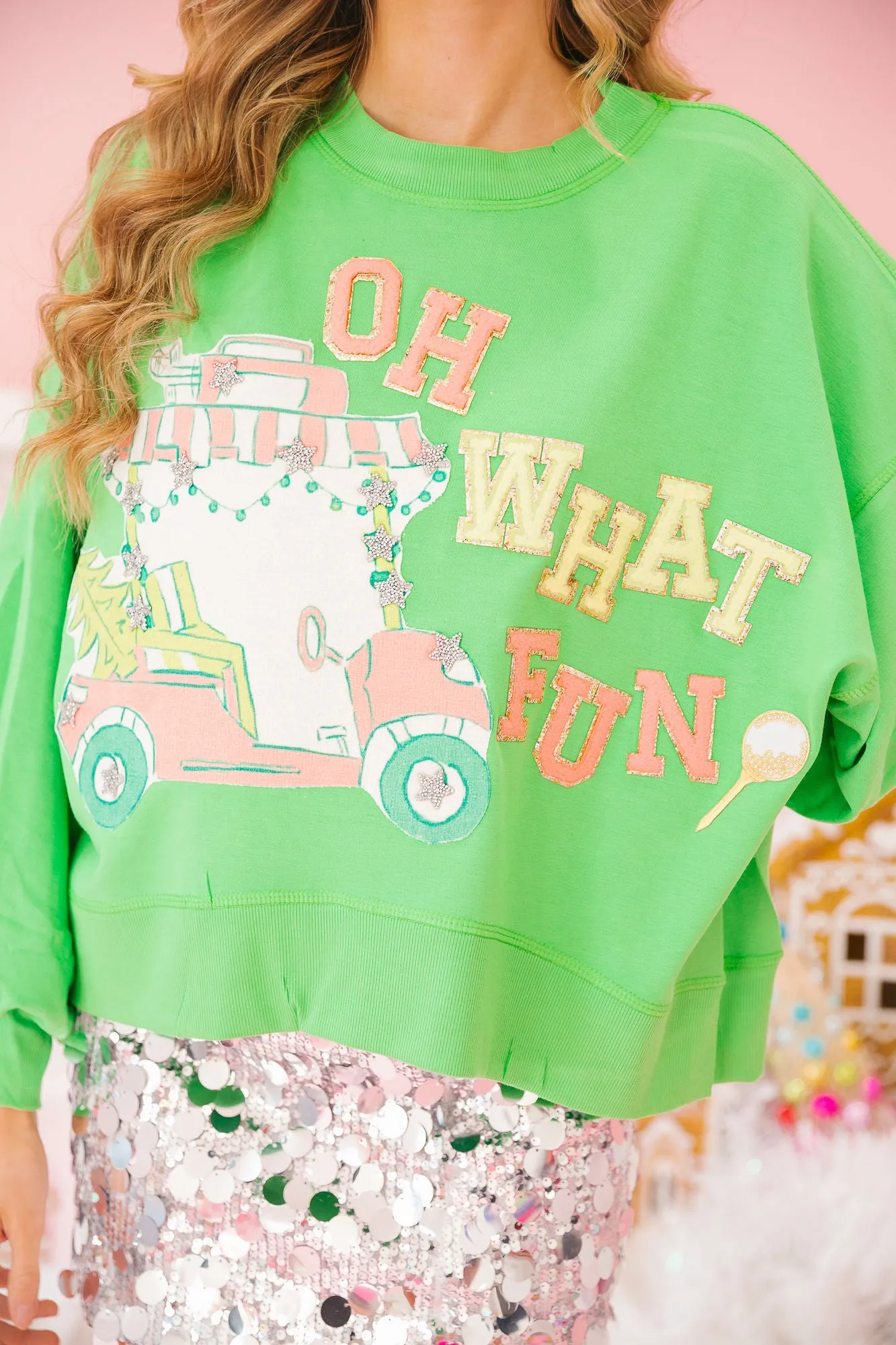 OH WHAT FUN GREEN PULLOVER