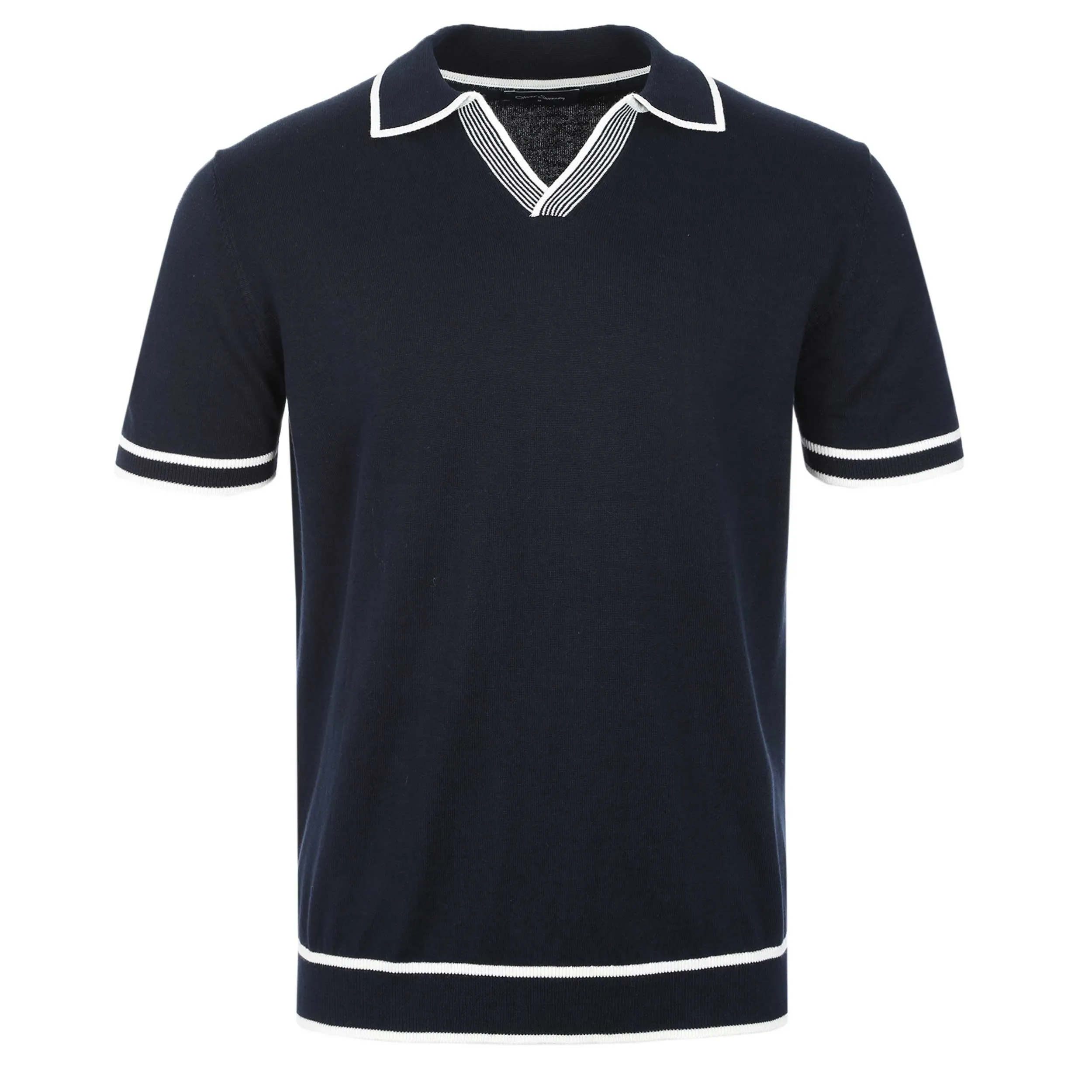 Oliver Sweeney Garras Knit Polo Shirt in Navy