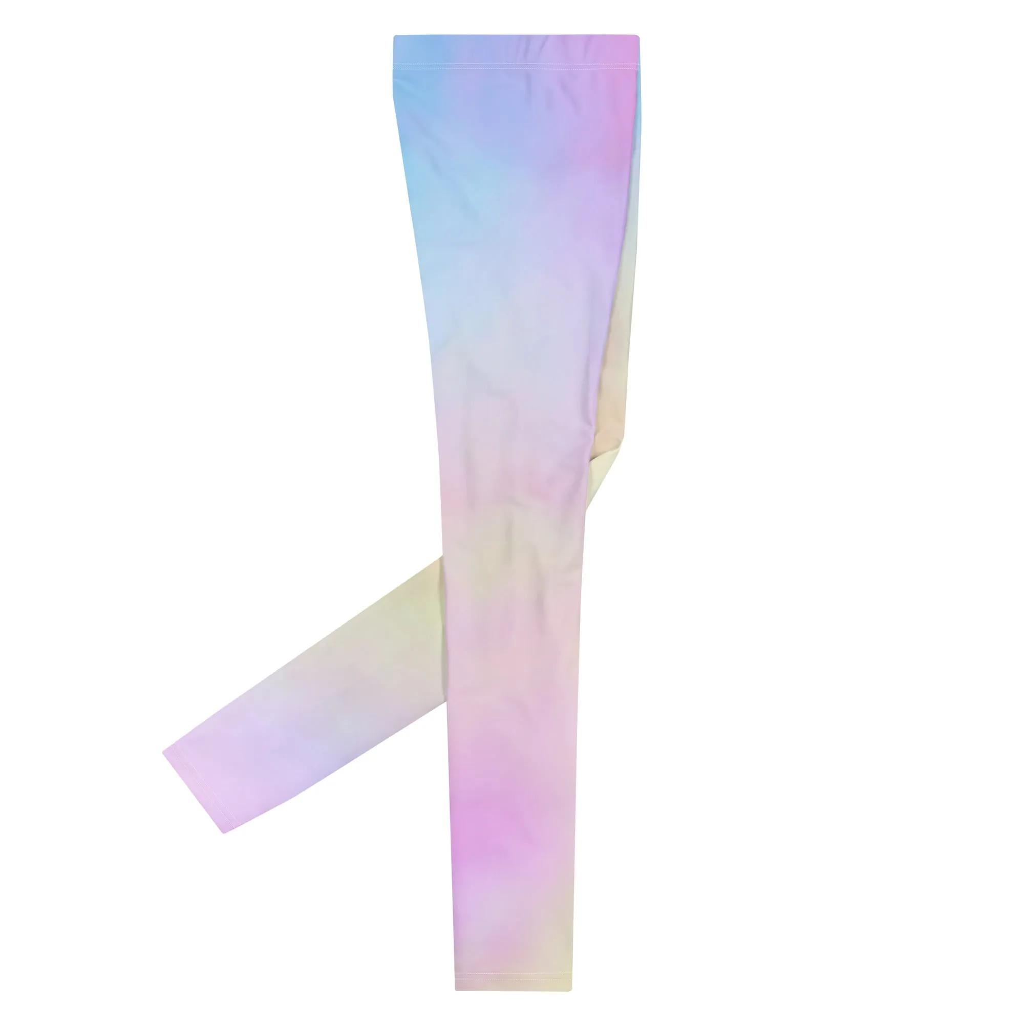 Pastel Pink Abstract Men's Leggings, Fun Colorful Meggings Running Tights For Men-Made in USA/EU/MX