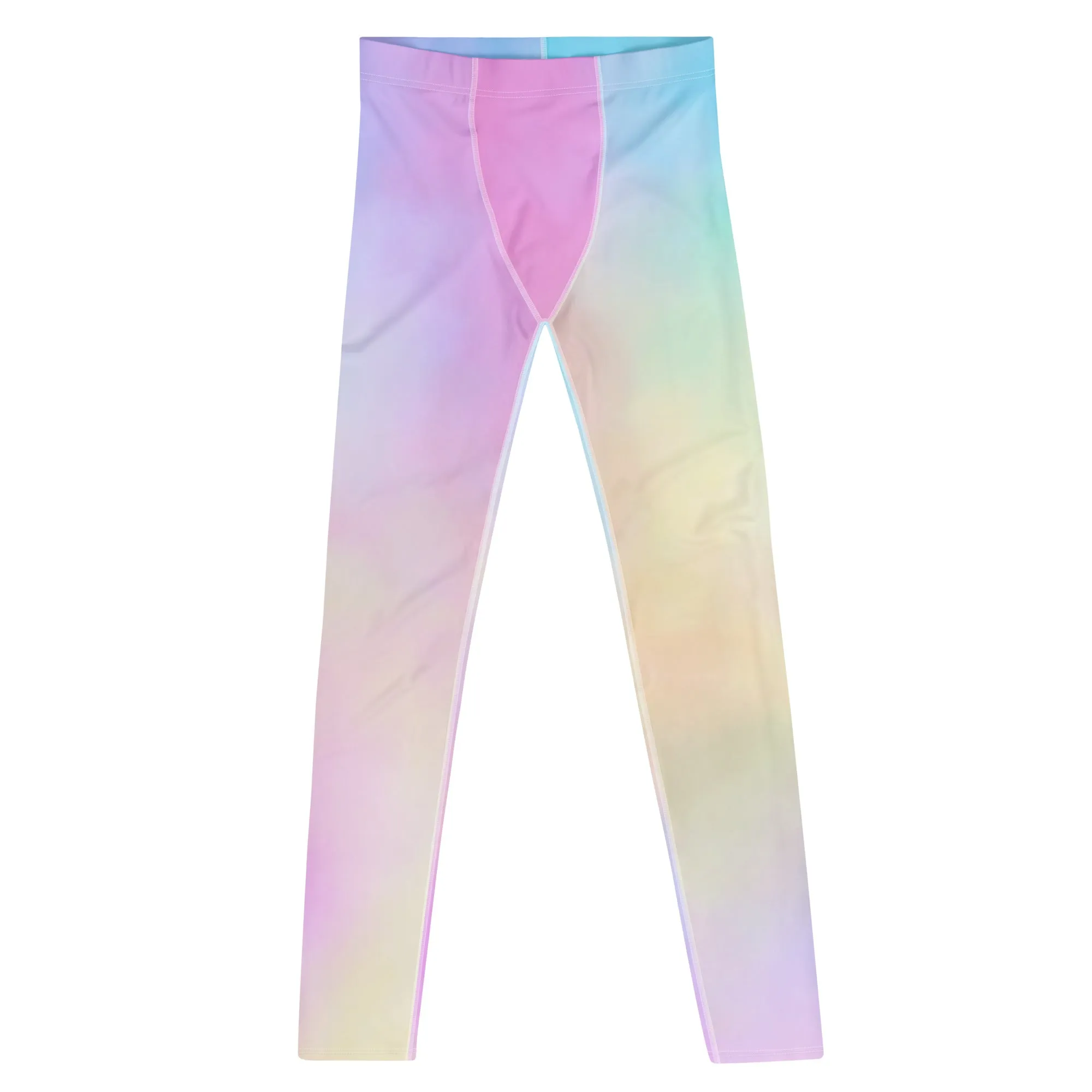 Pastel Pink Abstract Men's Leggings, Fun Colorful Meggings Running Tights For Men-Made in USA/EU/MX