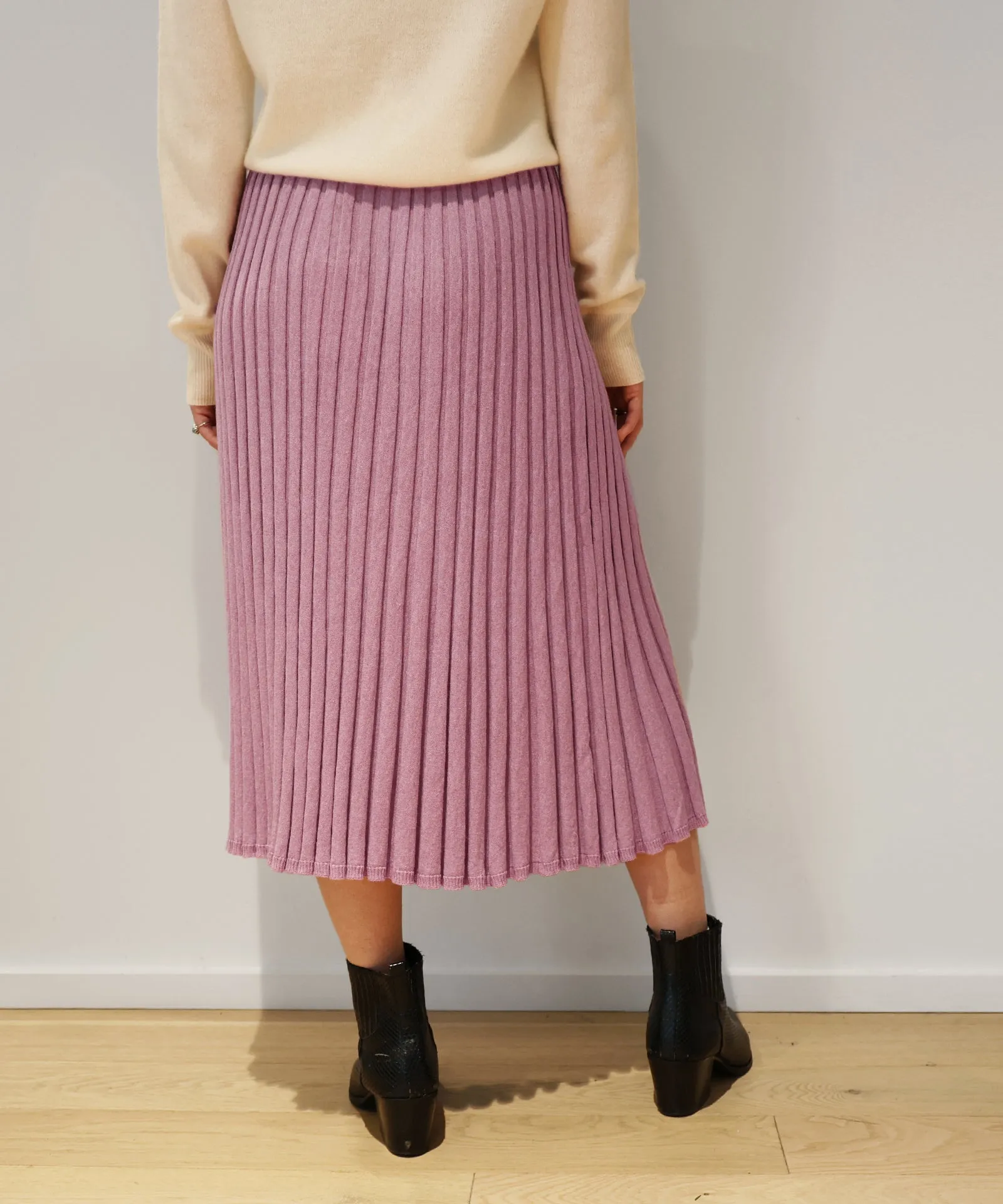 Pleated Button Up Midi Skirt