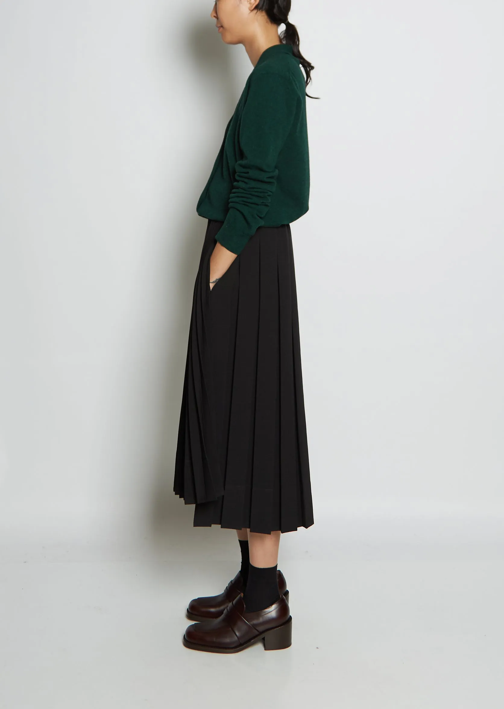 Pleated Twill Skirt