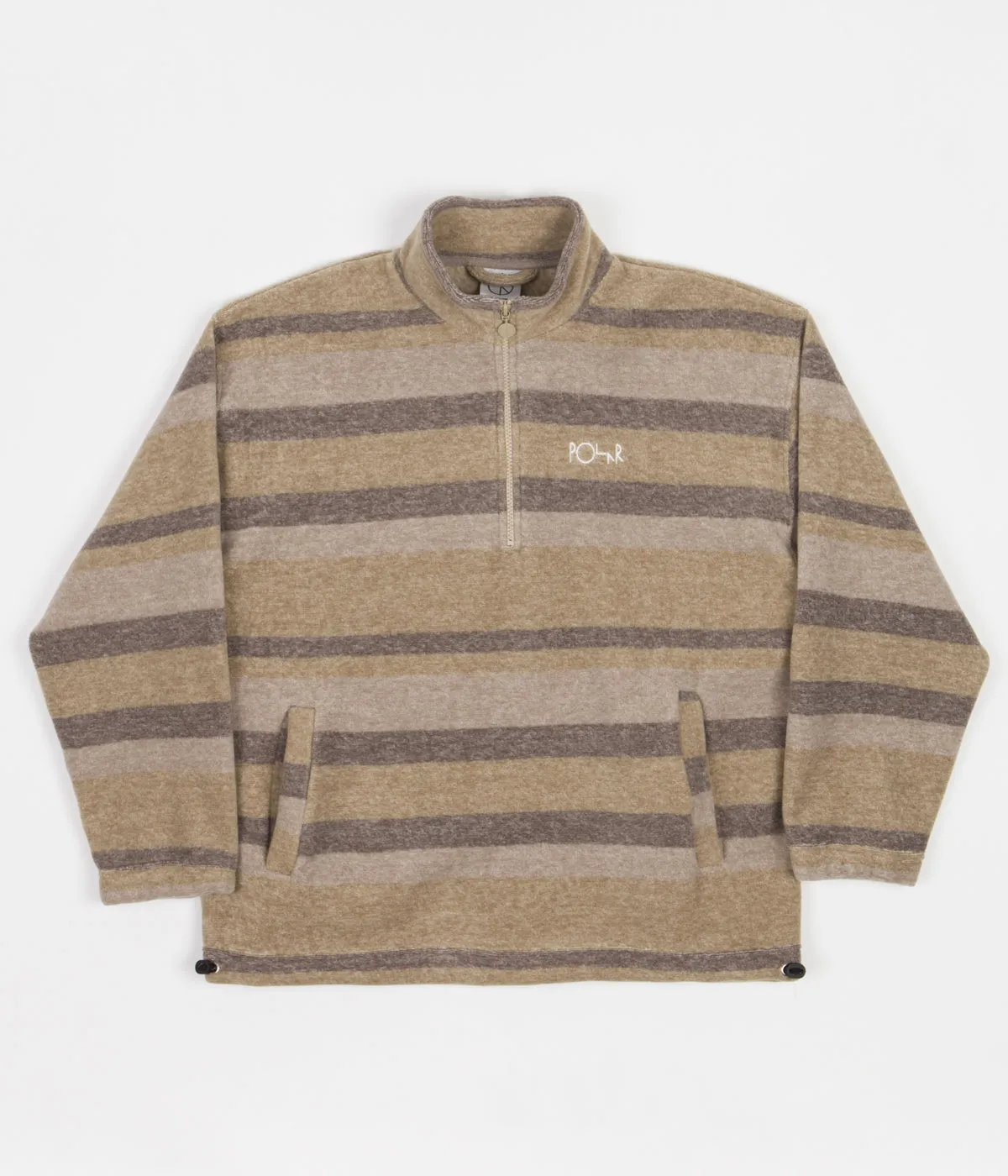 Polar Multistripe Fleece Pullover Sweatshirt - Light Brown