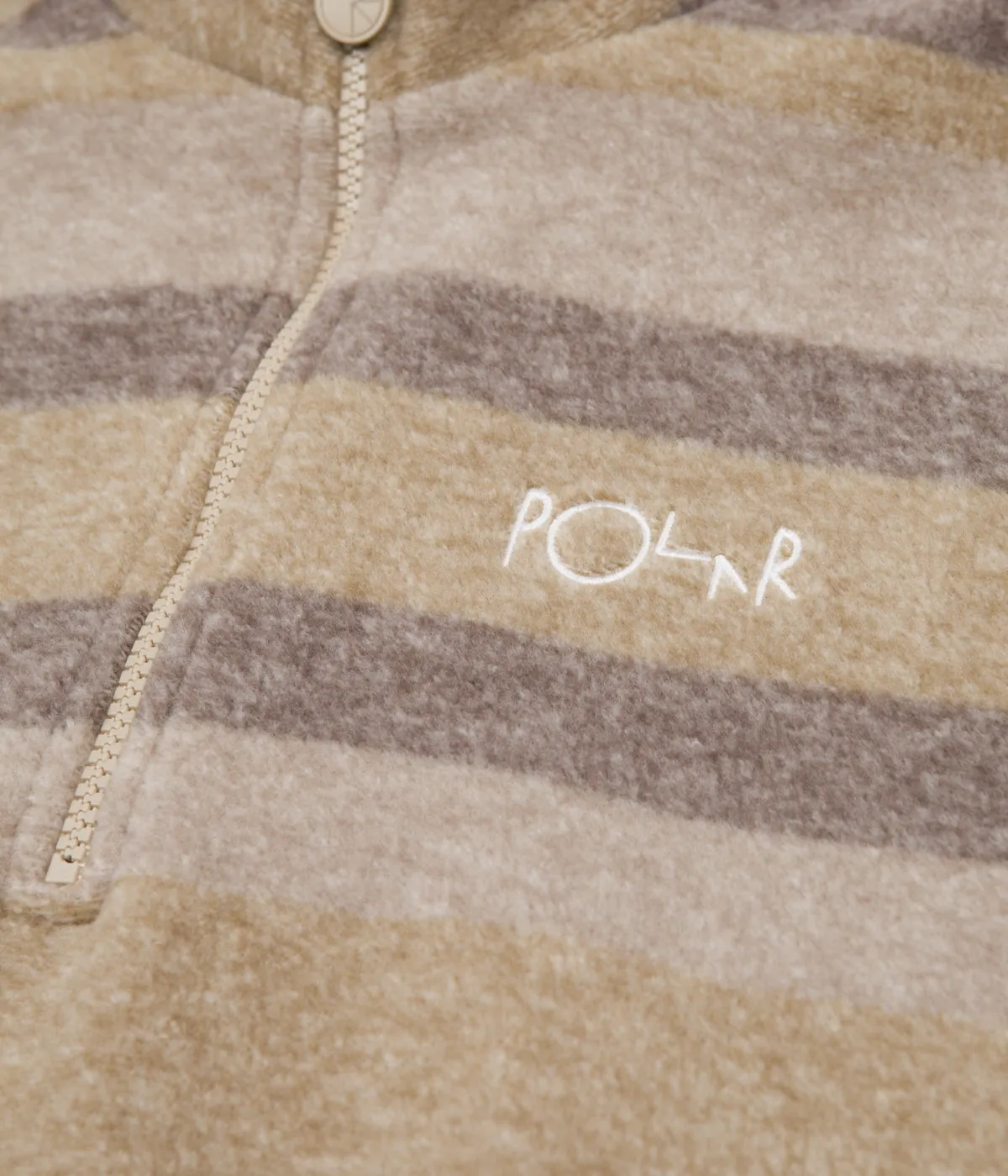 Polar Multistripe Fleece Pullover Sweatshirt - Light Brown