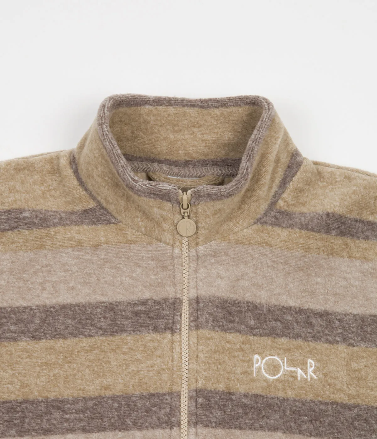 Polar Multistripe Fleece Pullover Sweatshirt - Light Brown